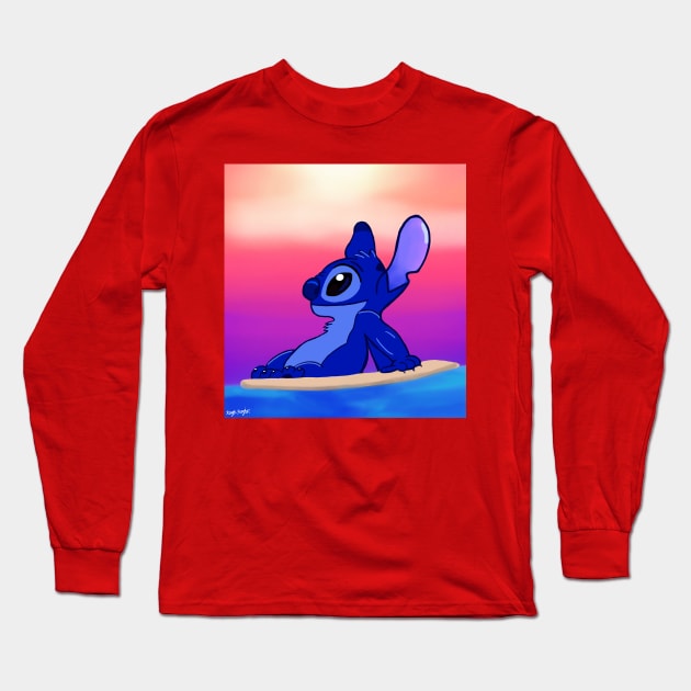 Stitch Long Sleeve T-Shirt by midnightfirefliesart